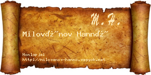 Milovánov Hannó névjegykártya